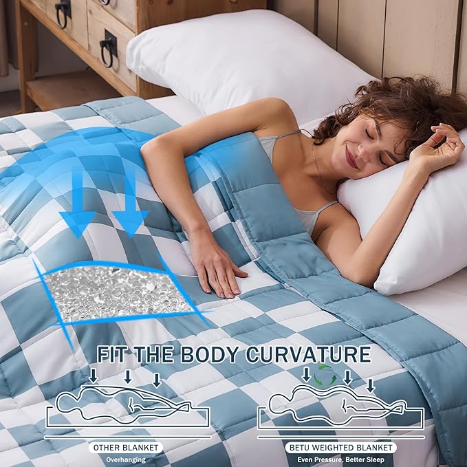 Blue Checkered Weighted Blanket - Image 2