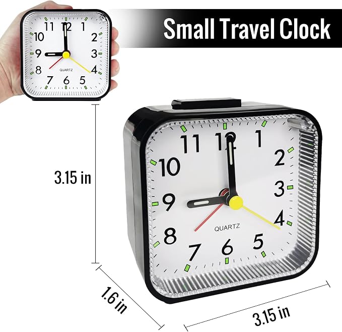 Lamisola Small Analog Travel Alarm Clock, Battery Operated Desk Table Shelf - Image 2