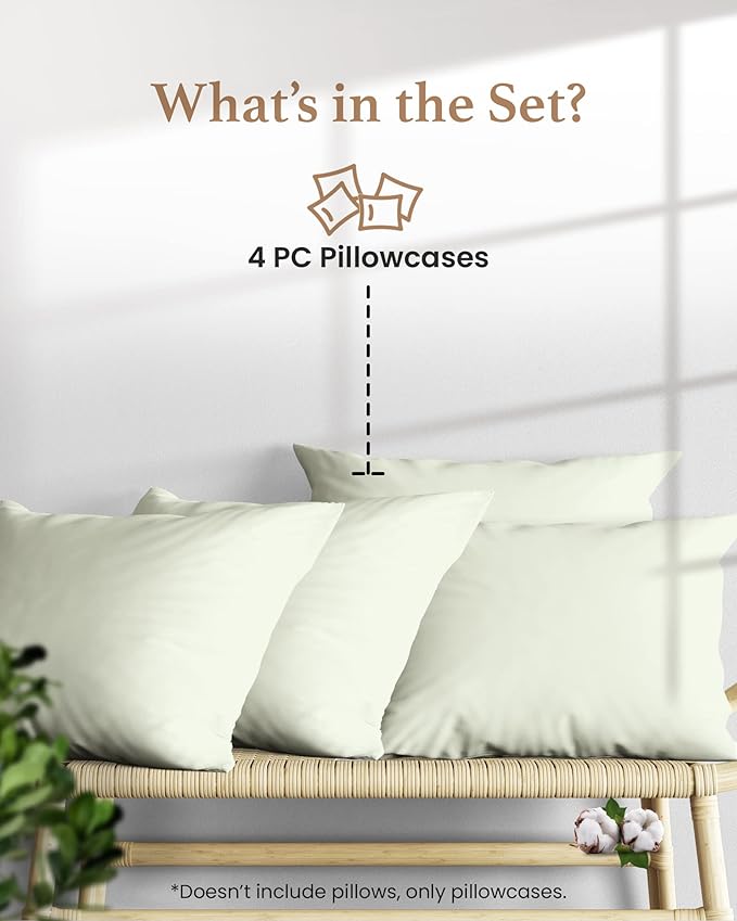 1000 TC Sage Standard Pillowcases Set of 4 100% Egyptian Cotton Pillow Cases - Image 2