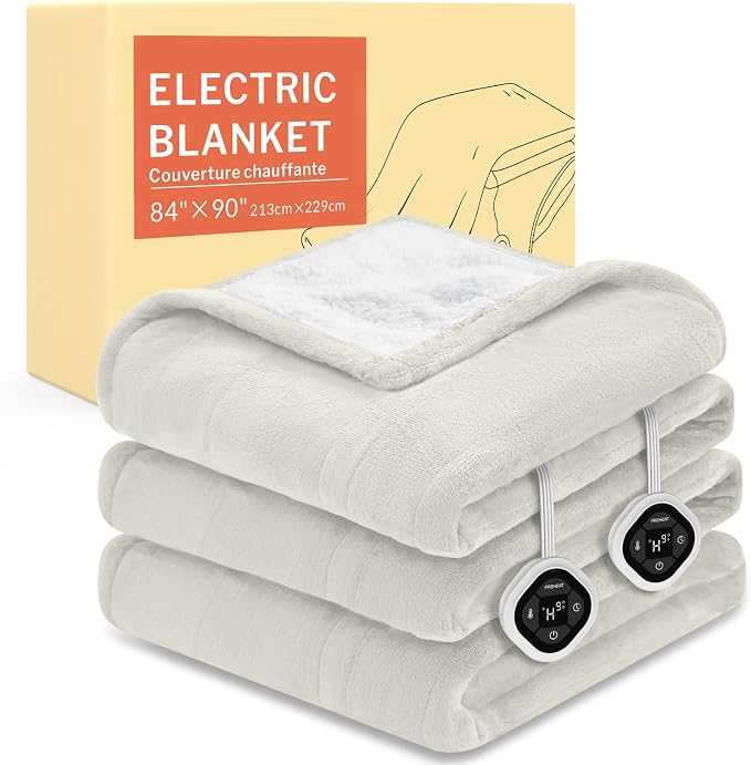 HOMLYNS LuxeHeat Heated Blanket Electric Blanket Queen Size, Soft Flannel by HOMLYNS