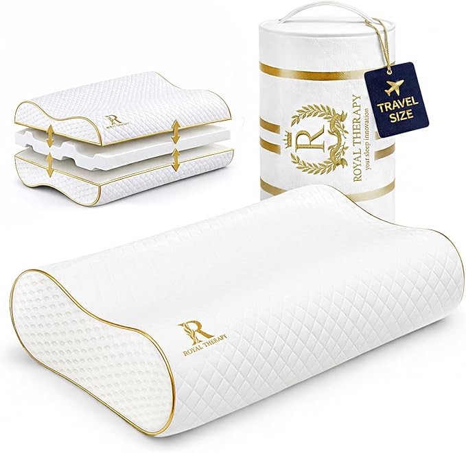 Royal Therapy Travel Memory Foam Pillow, Neck Pillow Bamboo Adjustable Side by ROYALTHERAPY