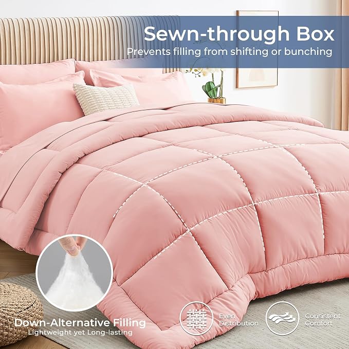 Sasttie Twin XL Comforter Set, 5 Pieces Twin XL Bed in a Bag, Complete Bedding - Image 3