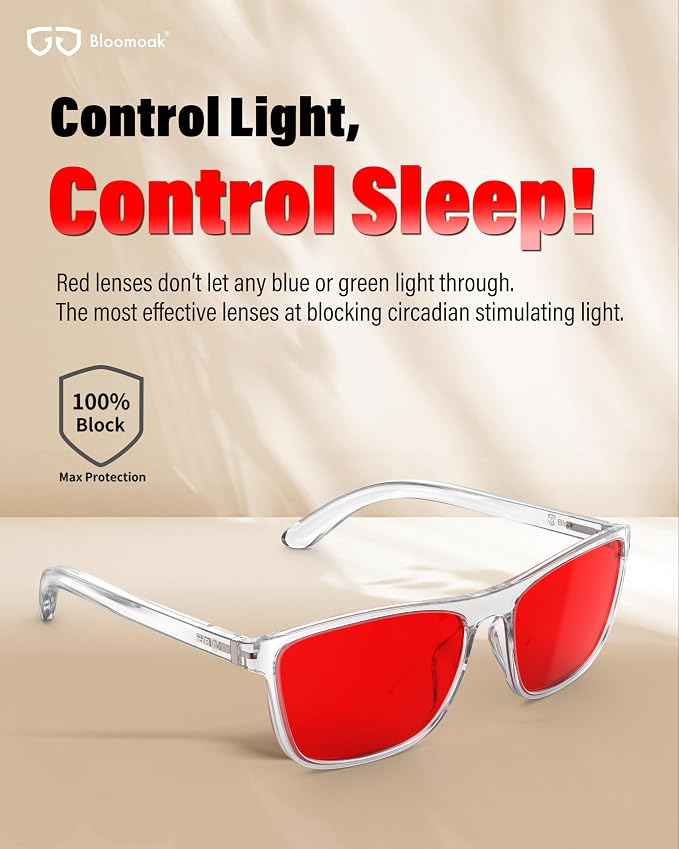 Bloomoak 100% Red Lens Blue Green Light Blocking Glasses- Dual AR Coatings - Image 6