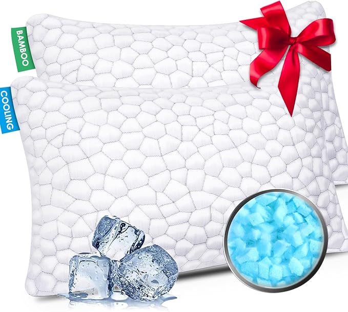 Cooling Pillow Queen Size Set of 2, Adjustable Shredded Memory Foam Pillows by SUPAMODERN