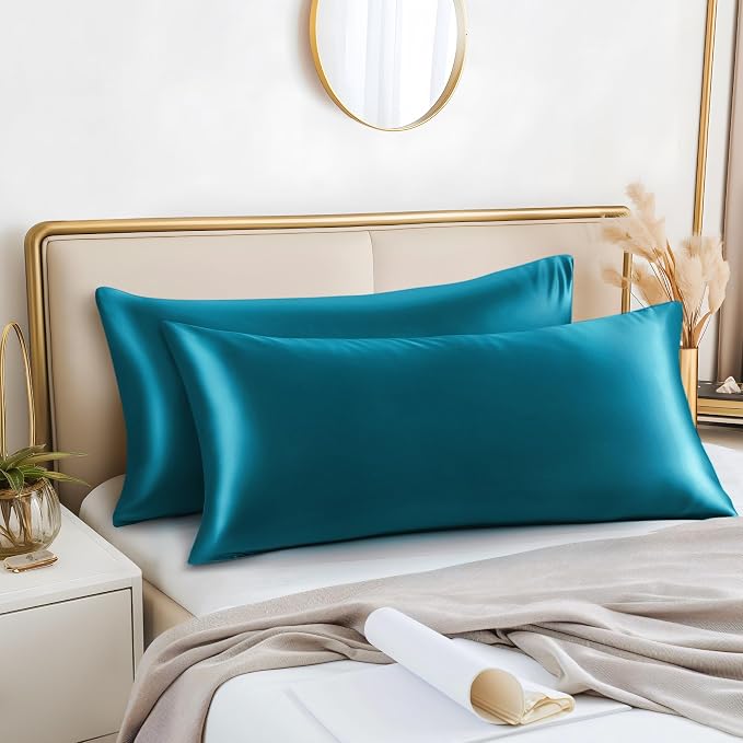 BEDELITE Satin Body Pillow Cover 2 Pack, Super Soft and Cooling Body Pillow - Image 2