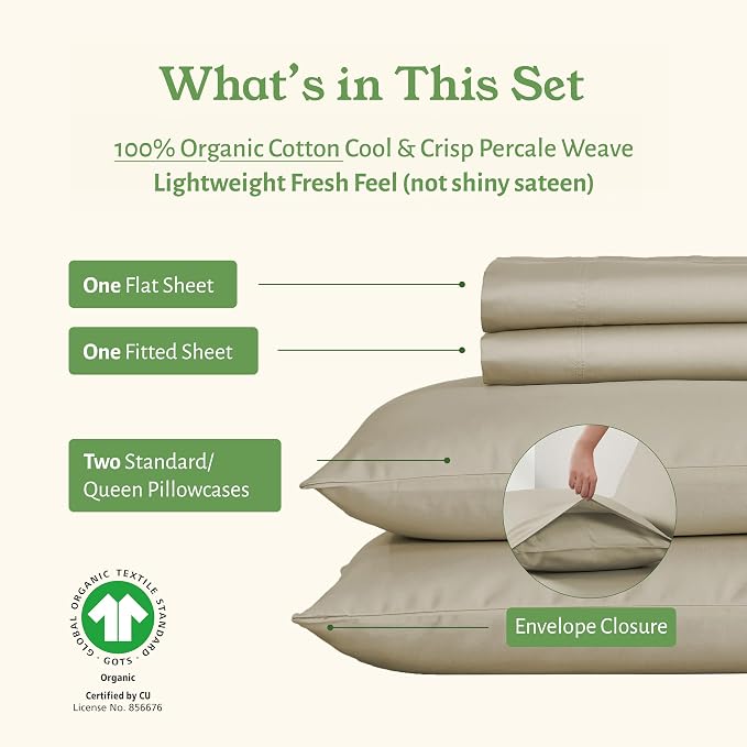 California Design Den Soft 100% Organic Cotton Bed Sheets Full Size Set - Image 4