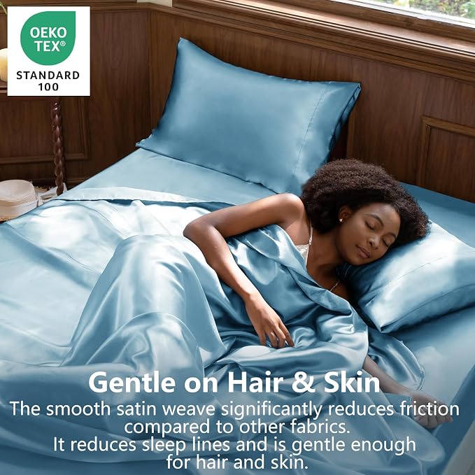 CozyLux Satin Sheets Queen Size Bed Set - Image 2