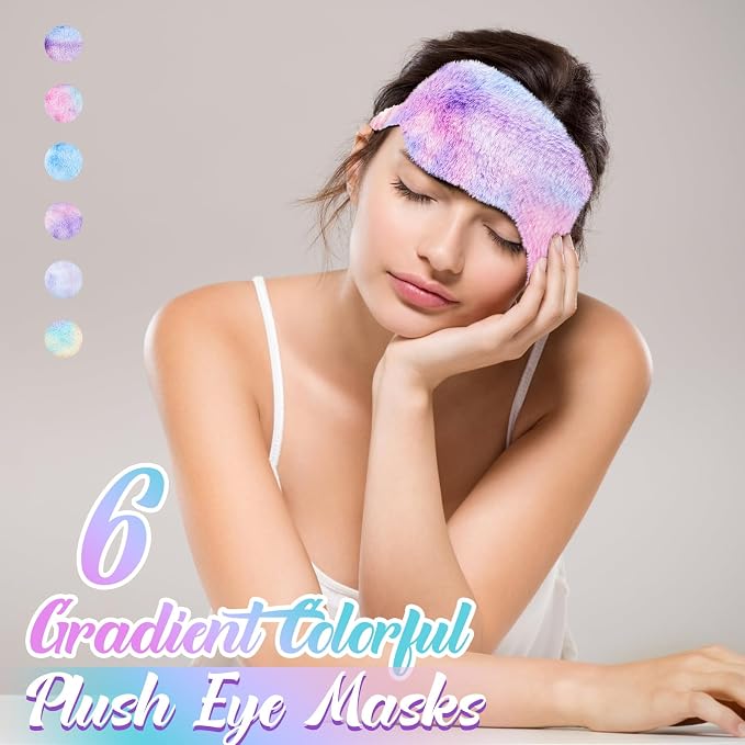 Cuffbow 6 Pack Plush Sleep Mask Set, Cute Plush Eye Masks - Image 3