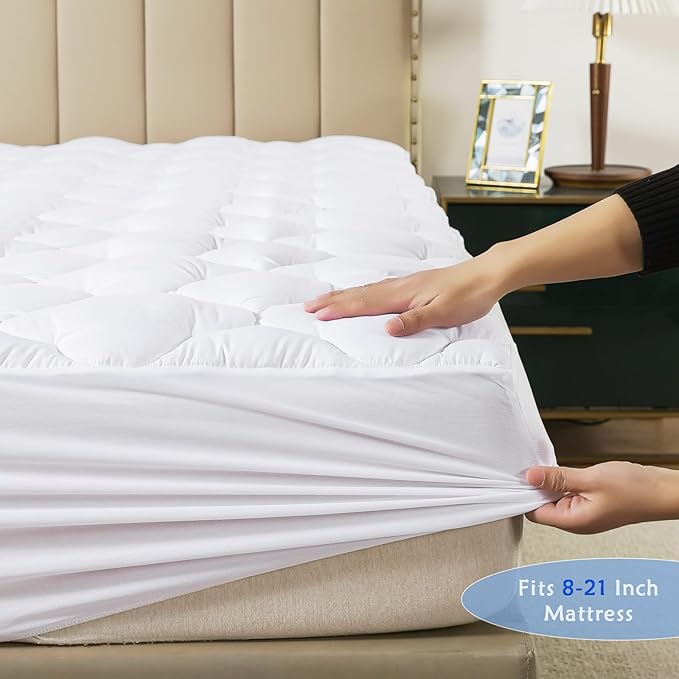 WhatsBedding Queen Mattress Pad, Fitted Queen Mattress Protector Soft - Image 5