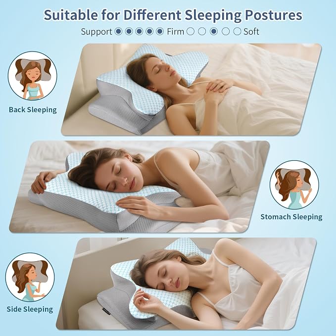 Cervical Neck Pillow for Pain Relief, Memory Foam Contour Orthopedic Pillow - Image 6