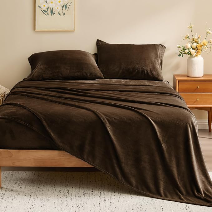 BEDELITE Flannel Sheets Queen Size Brown - Image 2
