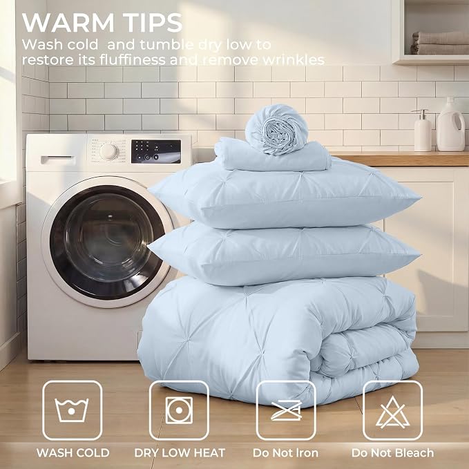 Sasttie Twin Comforter Set, 5-Piece Bed in a Bag, Pintuck Bedding Sets - Image 9