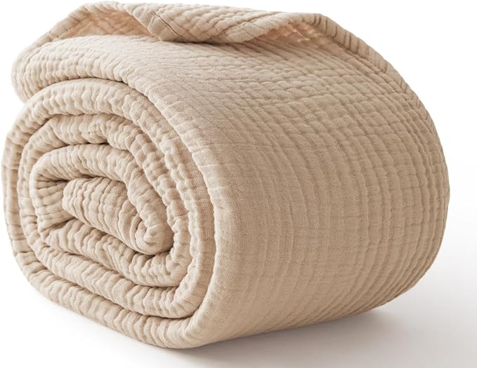 100% Cotton King Size Blankets for Bed 108" x 90", 6 Layers Cooling and Soft by Kozyhvn