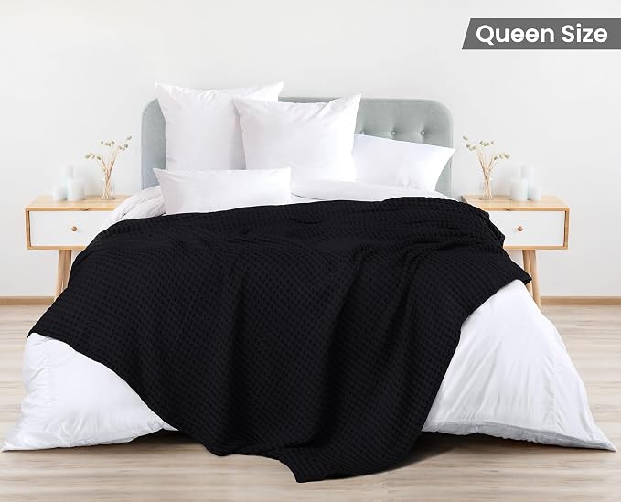 Utopia Bedding 100% Cotton Waffle Weave Blanket Queen Size - Image 2