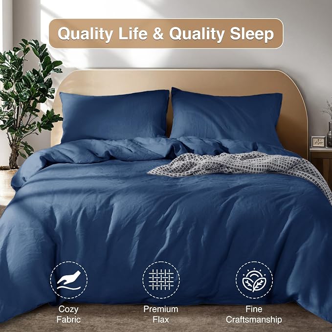 SONORO KATE 100% French Linen Duvet Cover King Size, Soft Breathable - Image 7