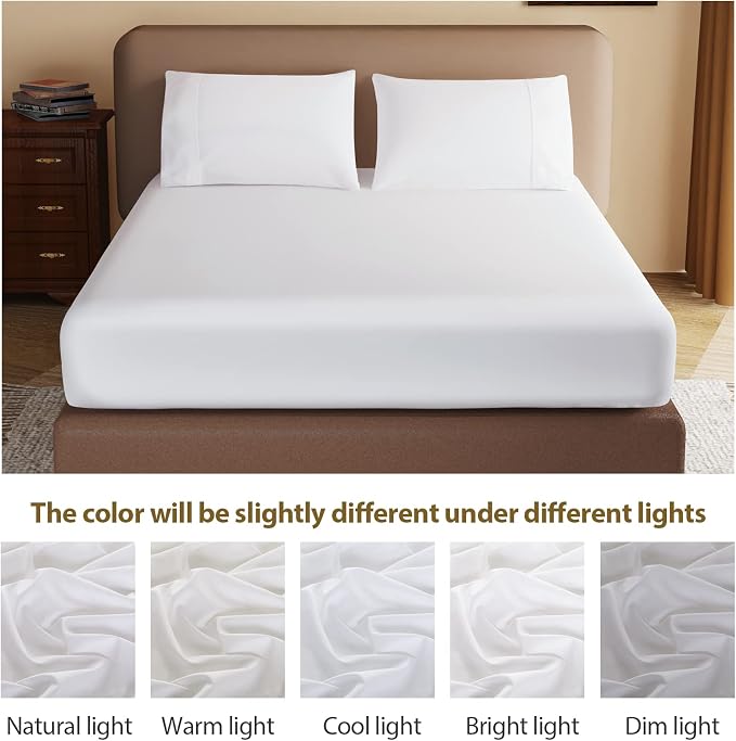 100% Egyptian Cotton Fitted Sheet CK Size White, 600 Thread Count 8-16" Deep - Image 9