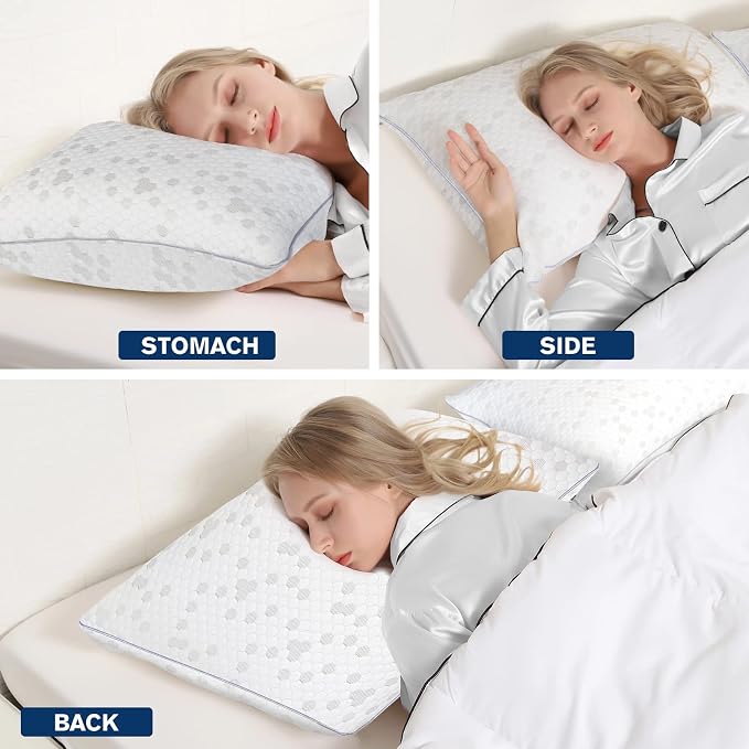 HIMOON Shredded Memory Foam Pillows, Medium Firm King Size Pillows 2 Pack - Image 6