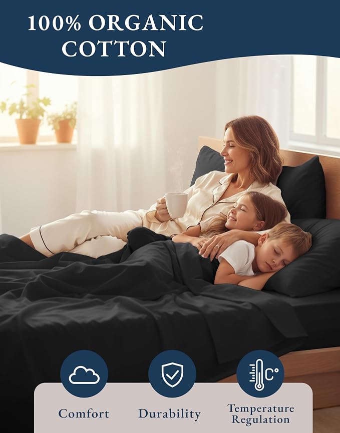 LANE LINEN 100% Organic Cotton Bed Sheets King Size, Soft & Comfy Fully - Image 6