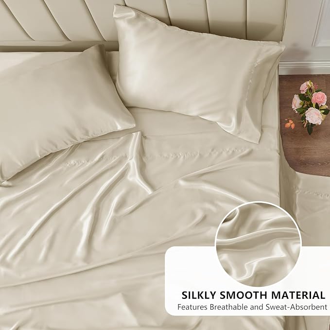 CozyLux Satin Sheets King Size Sheet Set - Image 3