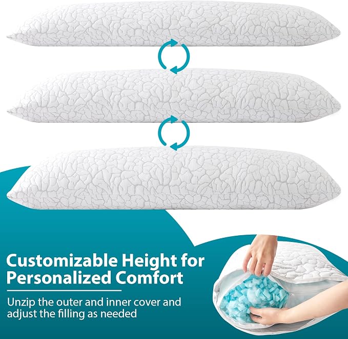 Cooling Body Pillow for Adults, Shredded Memory Foam Full Body Pillow - Image 8