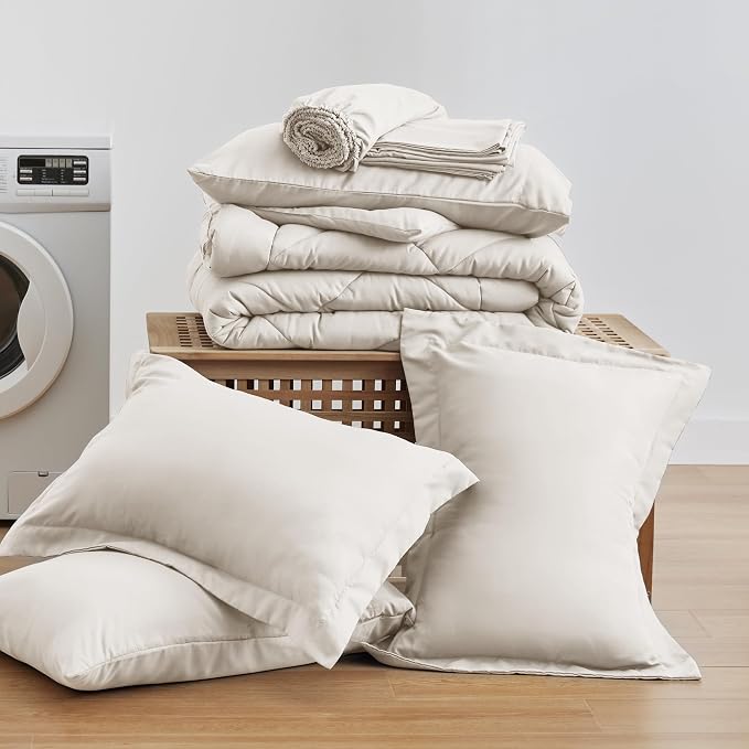 Love's cabin Queen Comforter Set Off White, 7 Pieces Queen Bed in a Bag - Image 6
