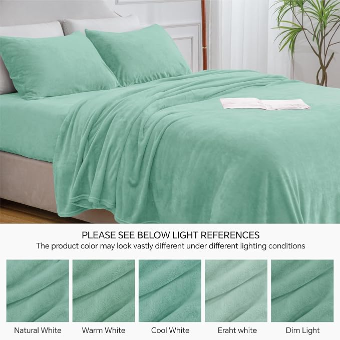 BEDELITE Flannel Sheets Twin Size Haze Blue - Image 9
