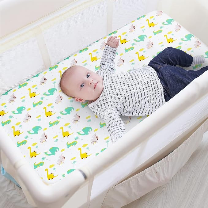 Pack and Play Sheets Boys, 2 Pack Mini Crib Sheets, Stretchy Playard Fitted - Image 4