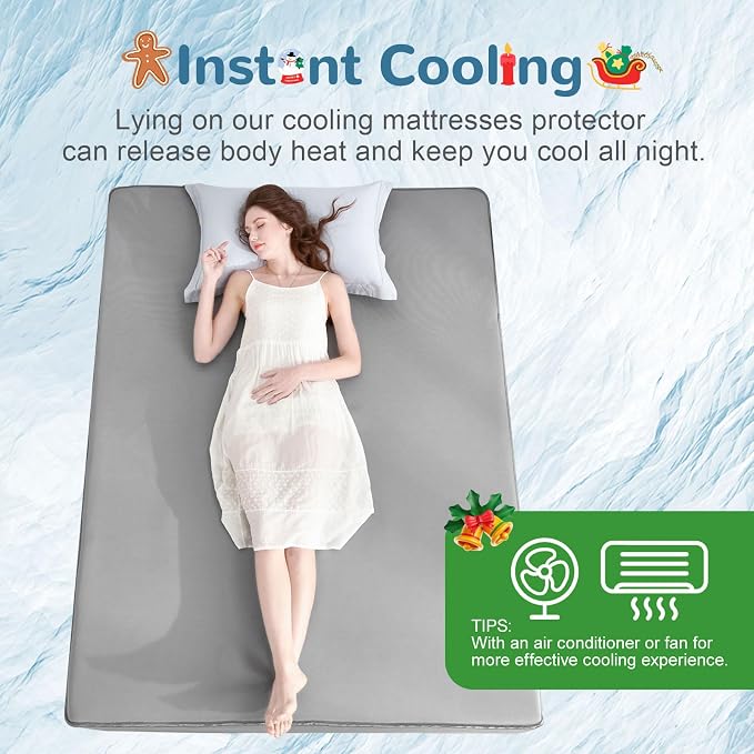 Ailemei Direct Cooling Thin Mattress Pad, King Size Mattress Topper - Image 2