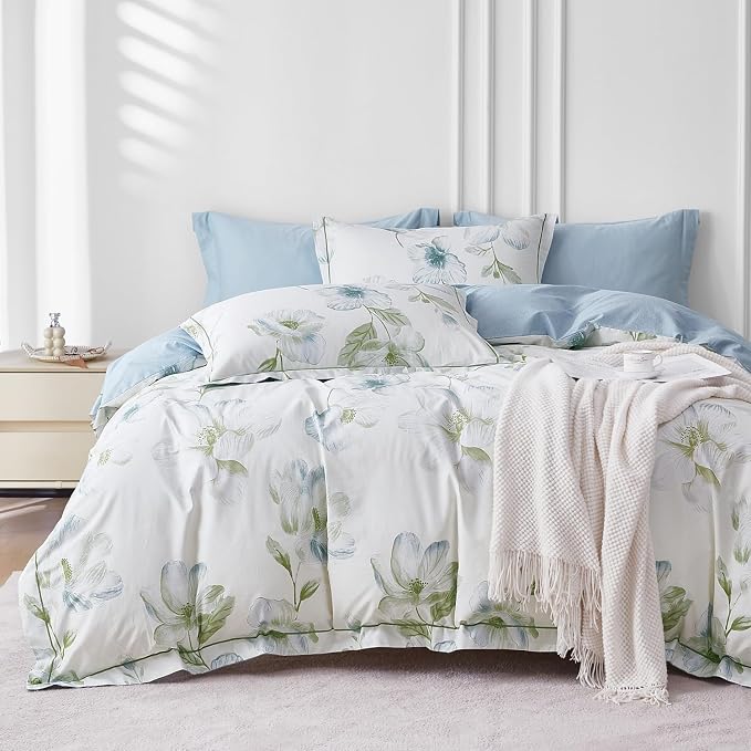 OAITE Duvet Cover Set Twin Size Floral Pattern 500 Thread Count Ultra Soft 100% by OAITE