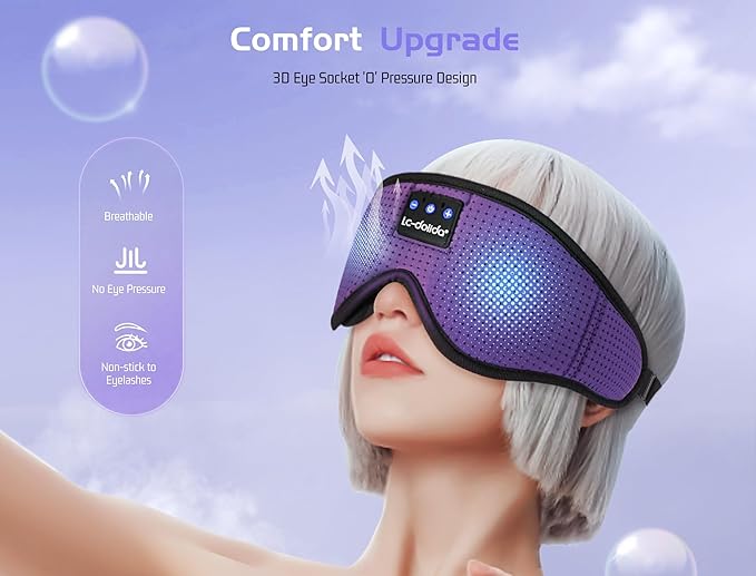 LC-dolida Sleep Mask with Bluetooth Headphones Bluetooth Sleep Mask Sleep - Image 3