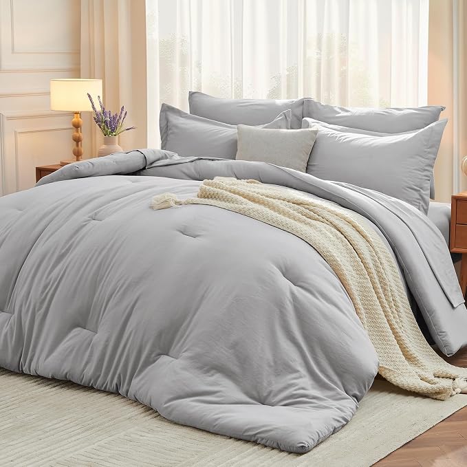 MUXHOMO 7 Pieces Full Comforter Set, Soft Bed in a Bag Full Size, All Season by MUXHOMO