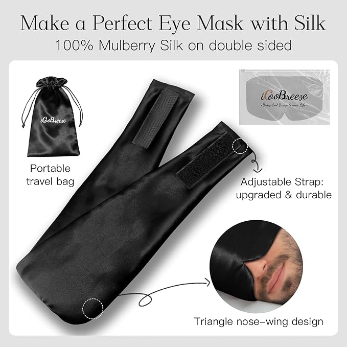 100% Natural Silk Eye Mask for Women Men, Soft Pressureless Cooling Blackout - Image 5