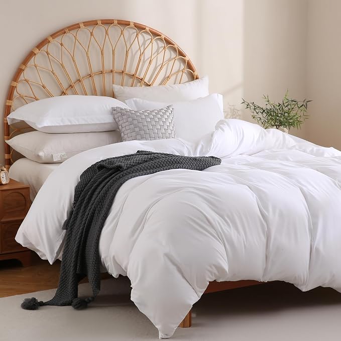 JSD White Duvet Cover Set Queen Size, 3 Piece Duvet Cover - Image 6