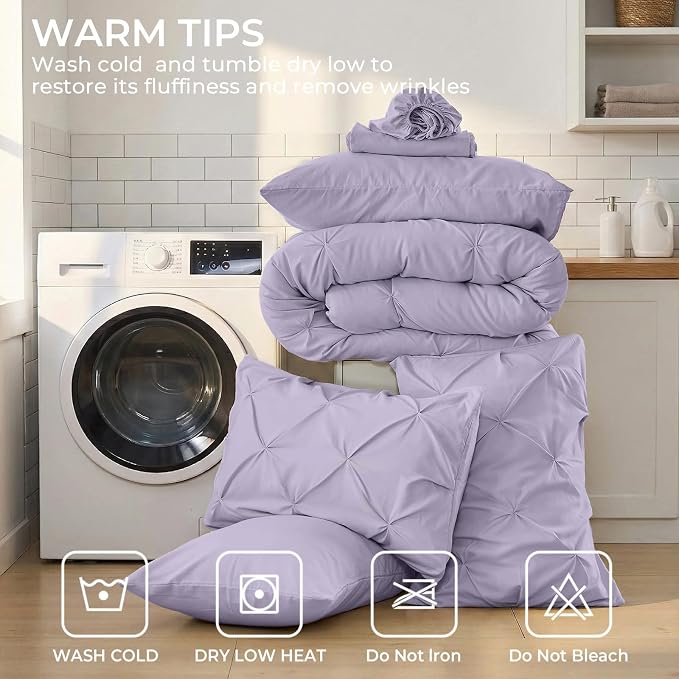 Sasttie Full Size Comforter Set, 7-Piece Bed in a Bag, Pintuck Bedding Sets - Image 9