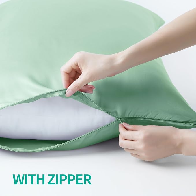 Bamboo Viscose Zippered Pillow Cases Standard Size Set of 2, 400 Thread Count - Image 2