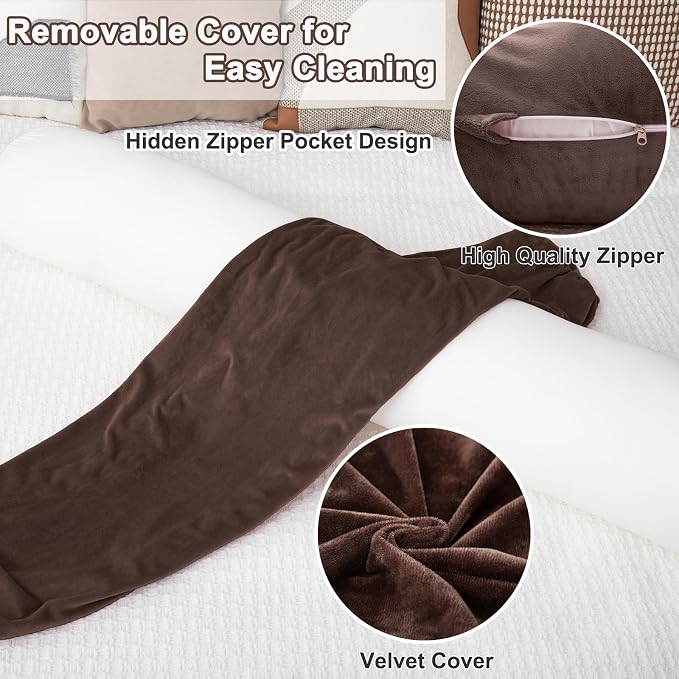 1 MIDDLE ONE Round Body Pillow for Adults, Long Bolster Pillow for Bed - Image 3