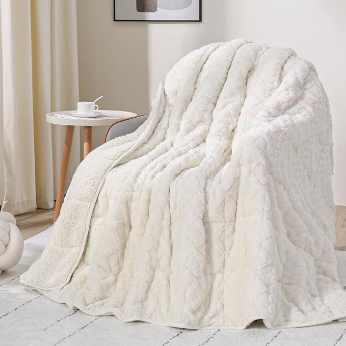 Drewin Weighted Blanket 15lbs Queen Size, Soft and Thick Jacquard Sherpa Heavy - Image 2
