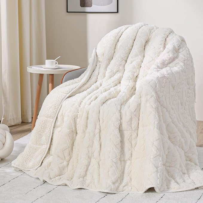 Drewin Weighted Blanket for Adults Queen Size 12 lbs, Soft Fuzzy Jacquard by Home
