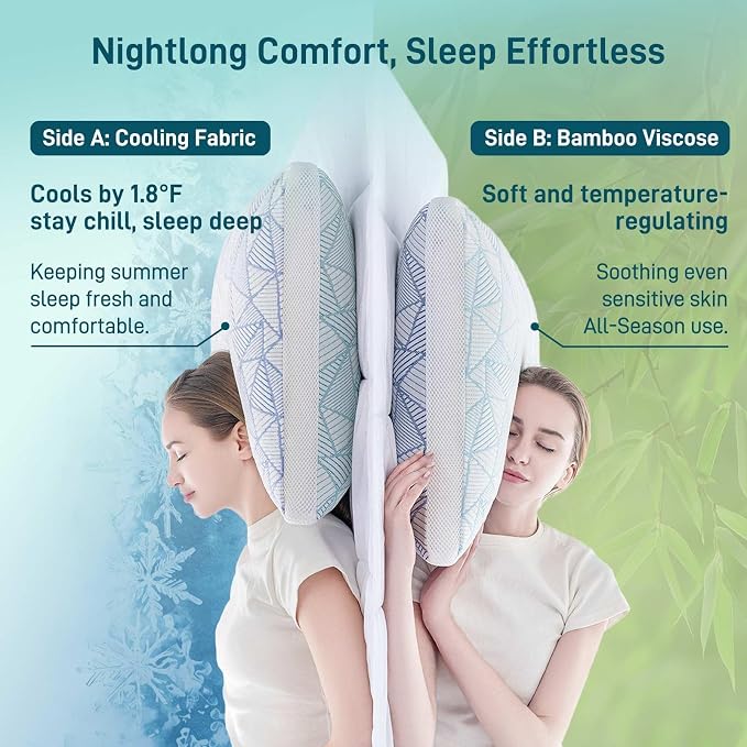 Cotelovo Shredded Memory Foam Cooling Soft Bamboo Viscose Pillow Adjustable - Image 2
