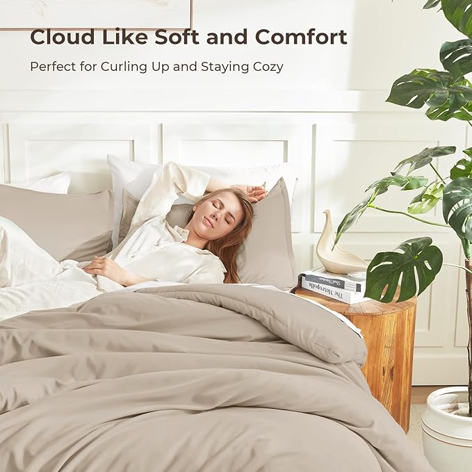 Litanika Comforters Khaki Oversized King Size, 3 Pieces Lightweight Solid - Image 2