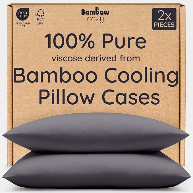 Bambaw 100% Viscose Derived from Bamboo Pillowcase Queen Size – Set of 2 by Bambaw
