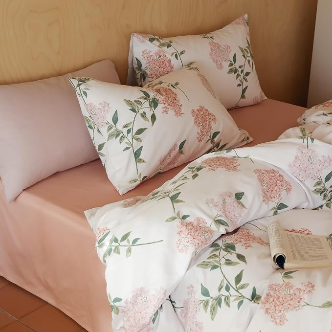 MKXI Flower Duvet Cover Girl Duvet Cover Full Pink Lilac Floral White Print - Image 7