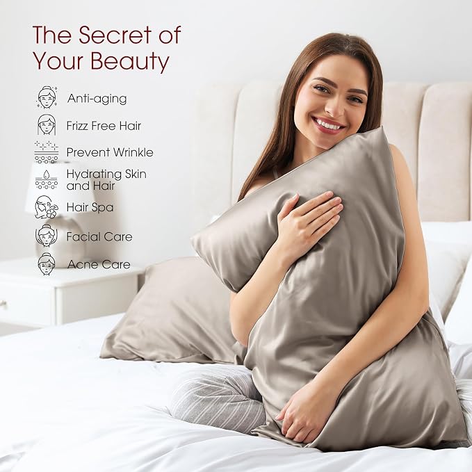 100% Silk Pillow Cases 2 Pack Standard Size Mulberry Silk Pillowcase - Image 3