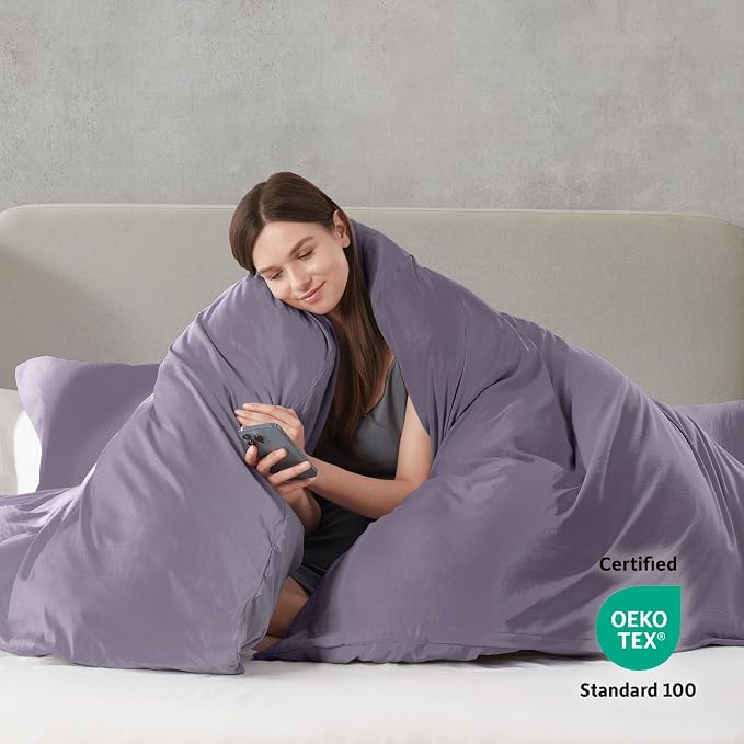 Nestl Grayish Purple California King Duvet Cover Sets - Image 3
