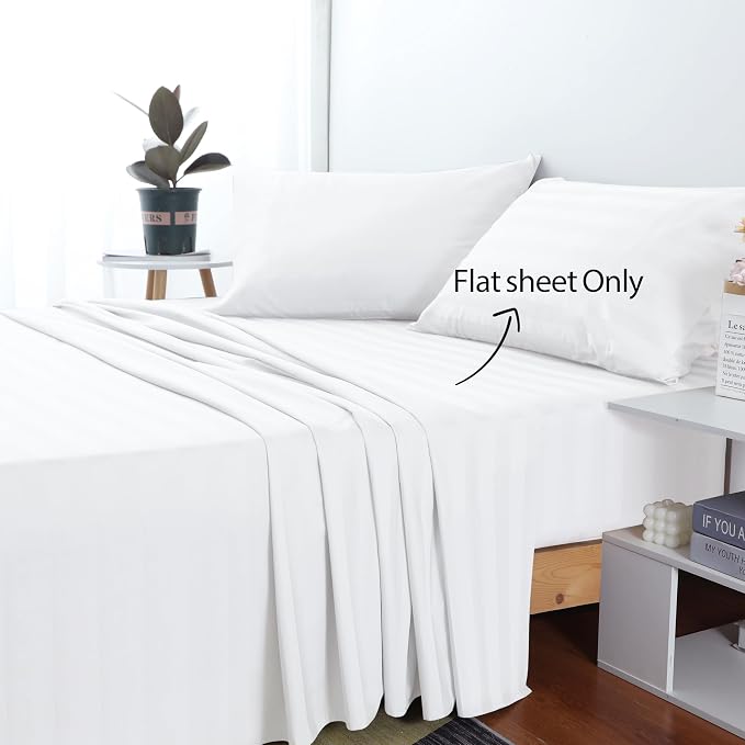 Cotton Full Flat Sheet Only, 600 Thread Count 100% Egyptian Cotton Top Sheet - Image 2
