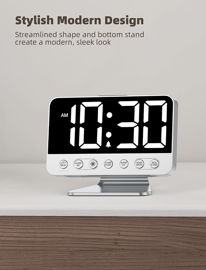 Odokee Digital Alarm Clocks for Bedrooms: Large Bold Number 5 Brightness Dimmer - Image 7