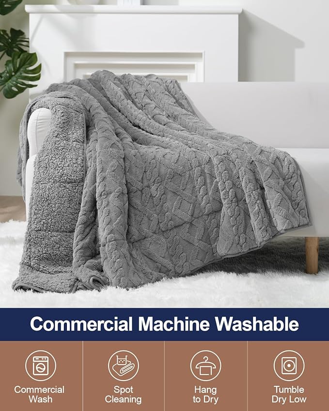 Super Fuzzy Soft Sherpa Fleece Weighted Blanket, 25 lbs Dual Sided Fluffy Heavy - Image 7