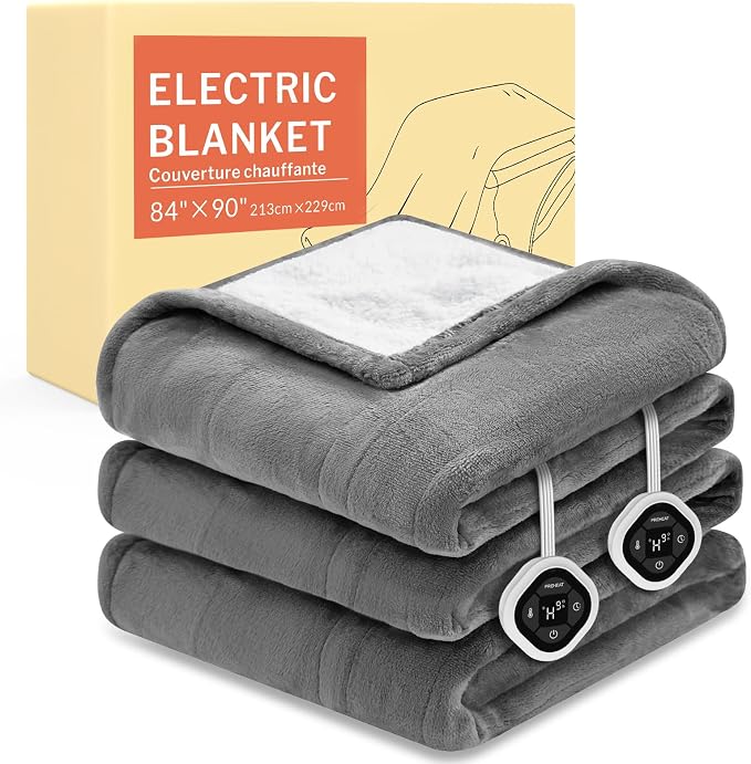 HOMLYNS LuxeHeat Heated Blanket Electric Blanket Queen Size, Soft Flannel by HOMLYNS