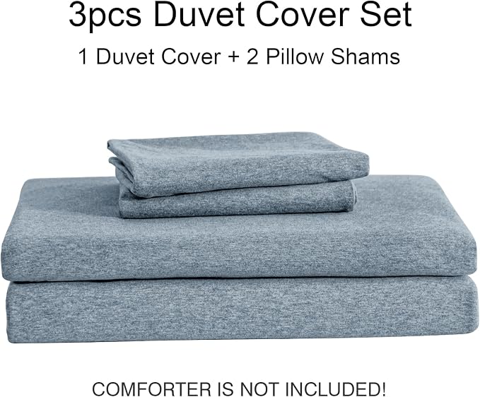 PURE ERA Jersey Knit Duvet Cover Set 100% T-Shirt Cotton Super Soft Comfy 3pc - Image 5