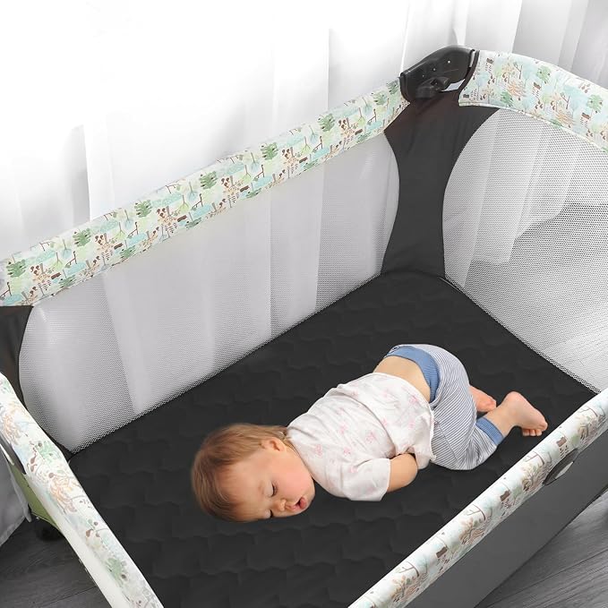 Pack and Play Mattress Pad Waterproof, Pack and Play Sheets Quilted- 39" x 27" - Image 2